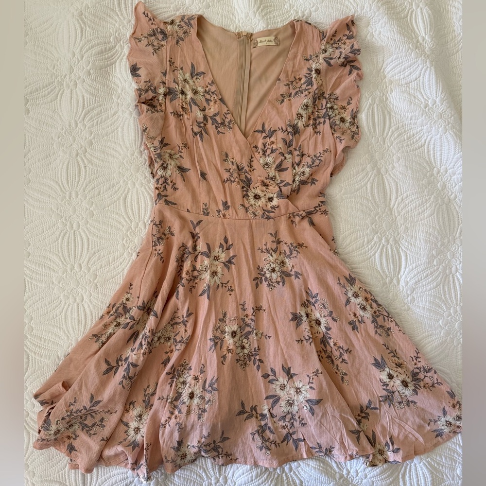 Altar'd State Zipper back; sleeveless Peach Floral Dress; Size S